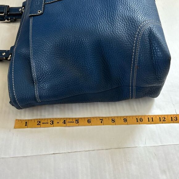 Coach Hamilton Blue Pebbled Leather Hobo Tote Bag - Picture 10 of 16